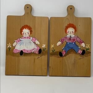Vintage 60's RARE Raggedy Ann & Andy hand painted cutting boards